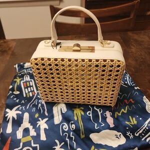 NWT!! Mehry Mu Rattan,eathChic Woven Tan and Cream Mini Bag